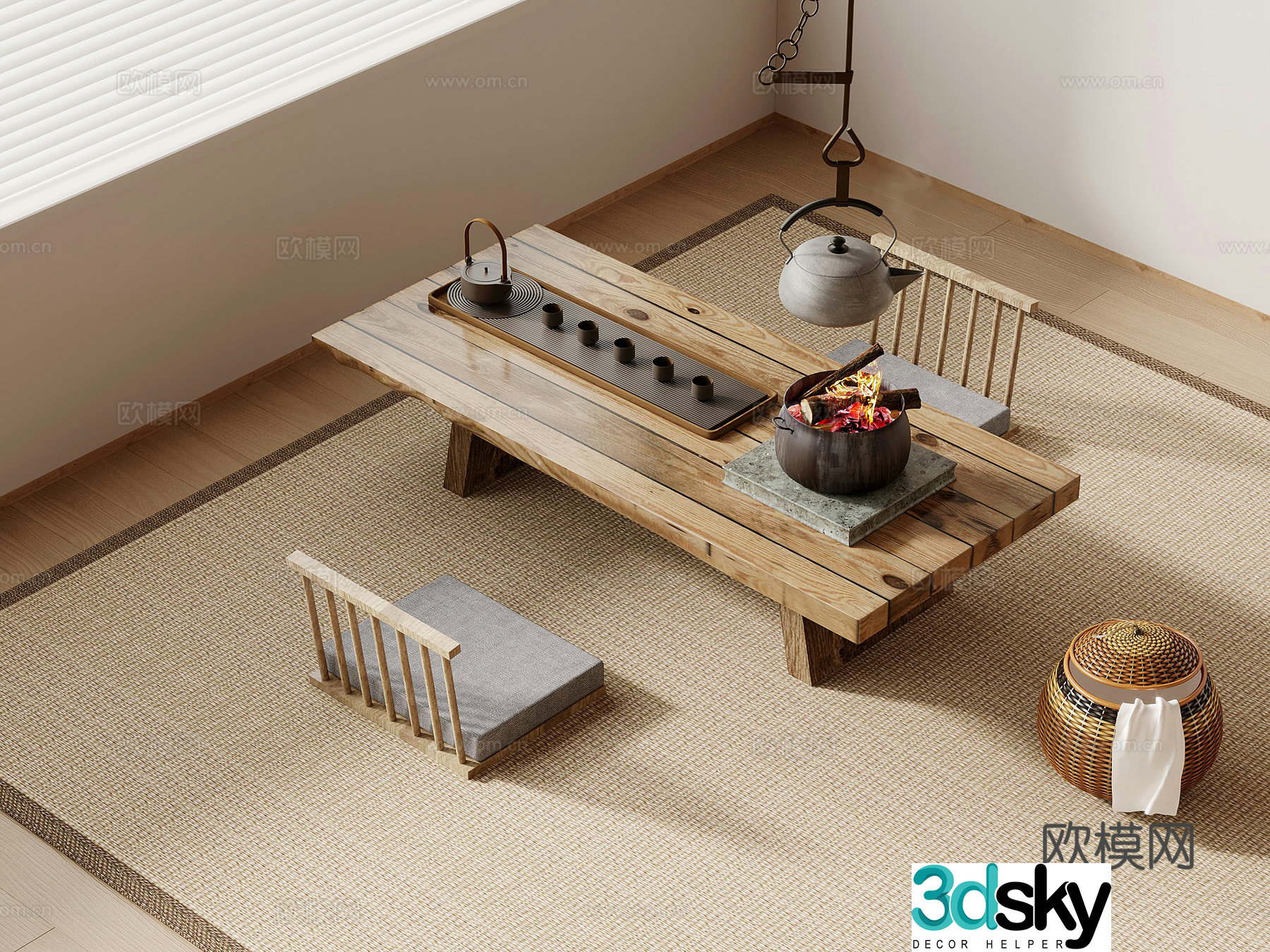 Tea table and chairs Jijifeng tea table and chairs tea set 3D model
