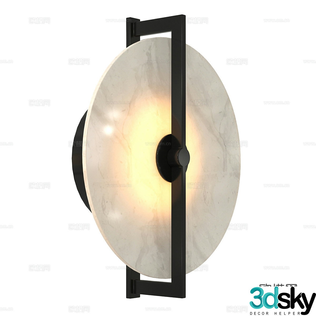 New Chinese disc transparent stone wall lamp 3D model