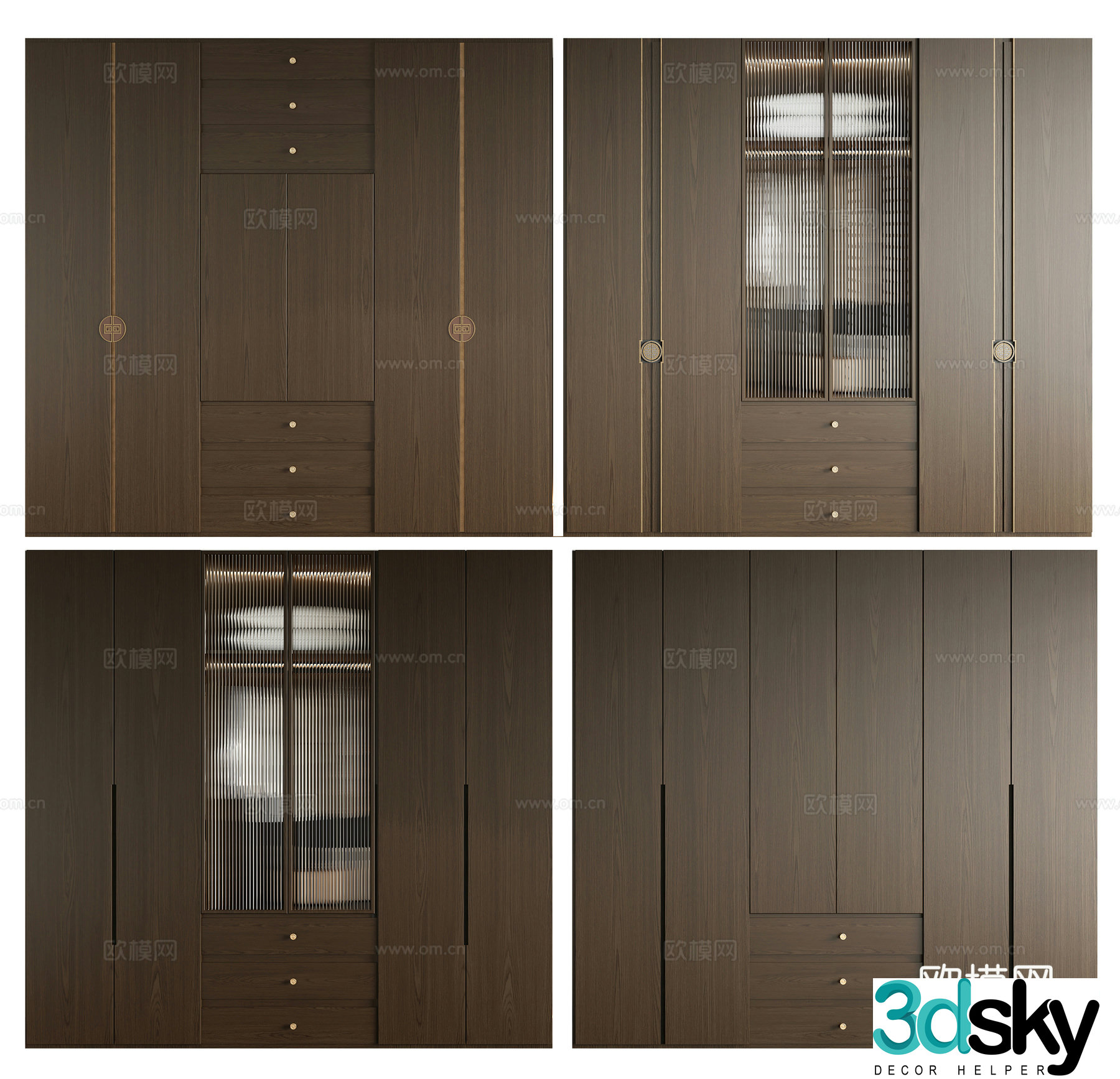 New Chinese style wardrobe 3D model