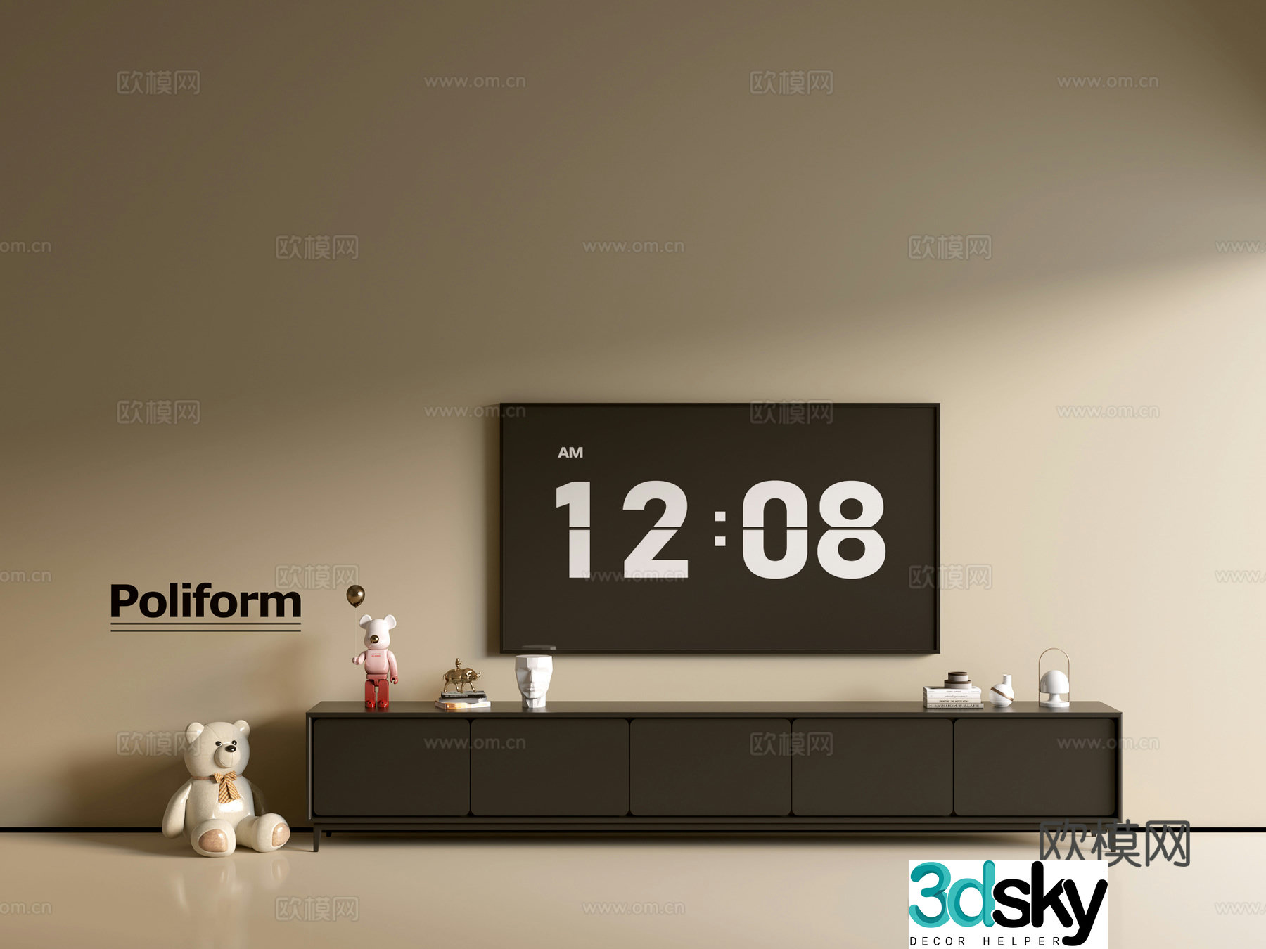 Modern black TV cabinet ins style minimalist wind cabinet whole cabinet sideboard balcony cabinet 3d model