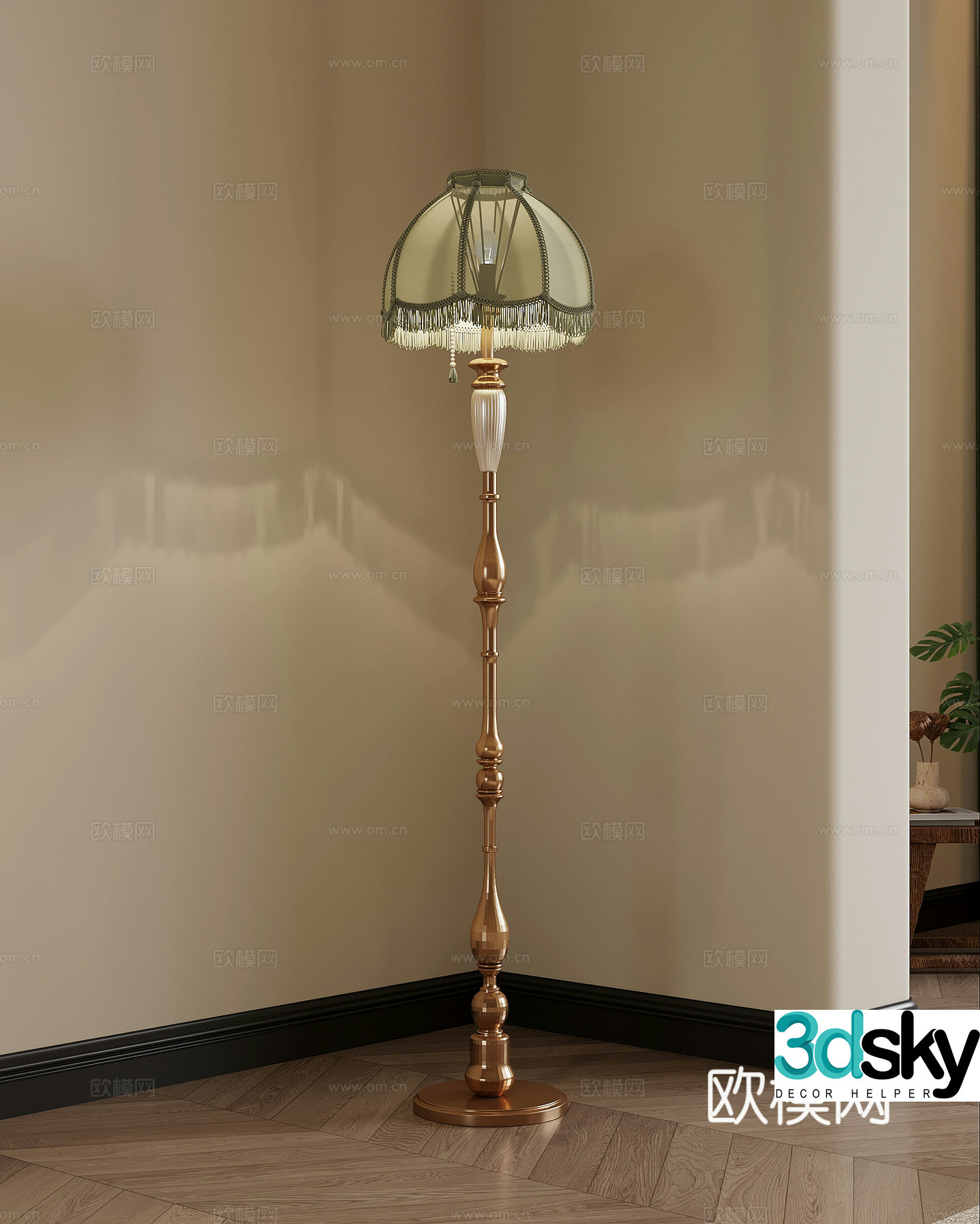 17 floor lamp French retro style floor lamp 3d model