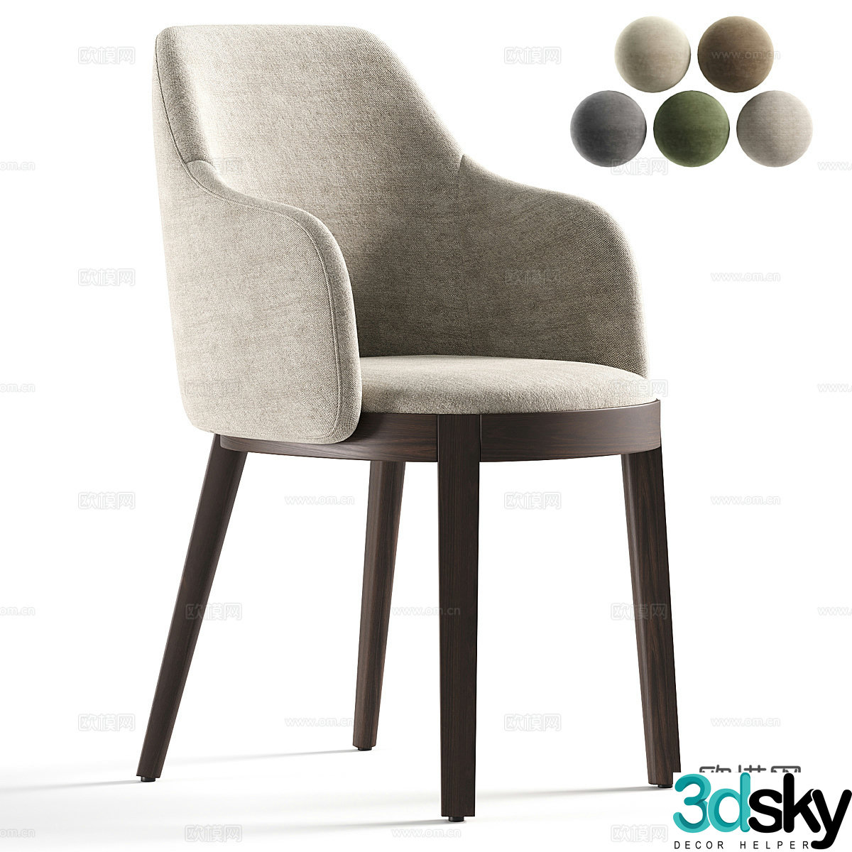 Modern Italian fabric single chair 3d model