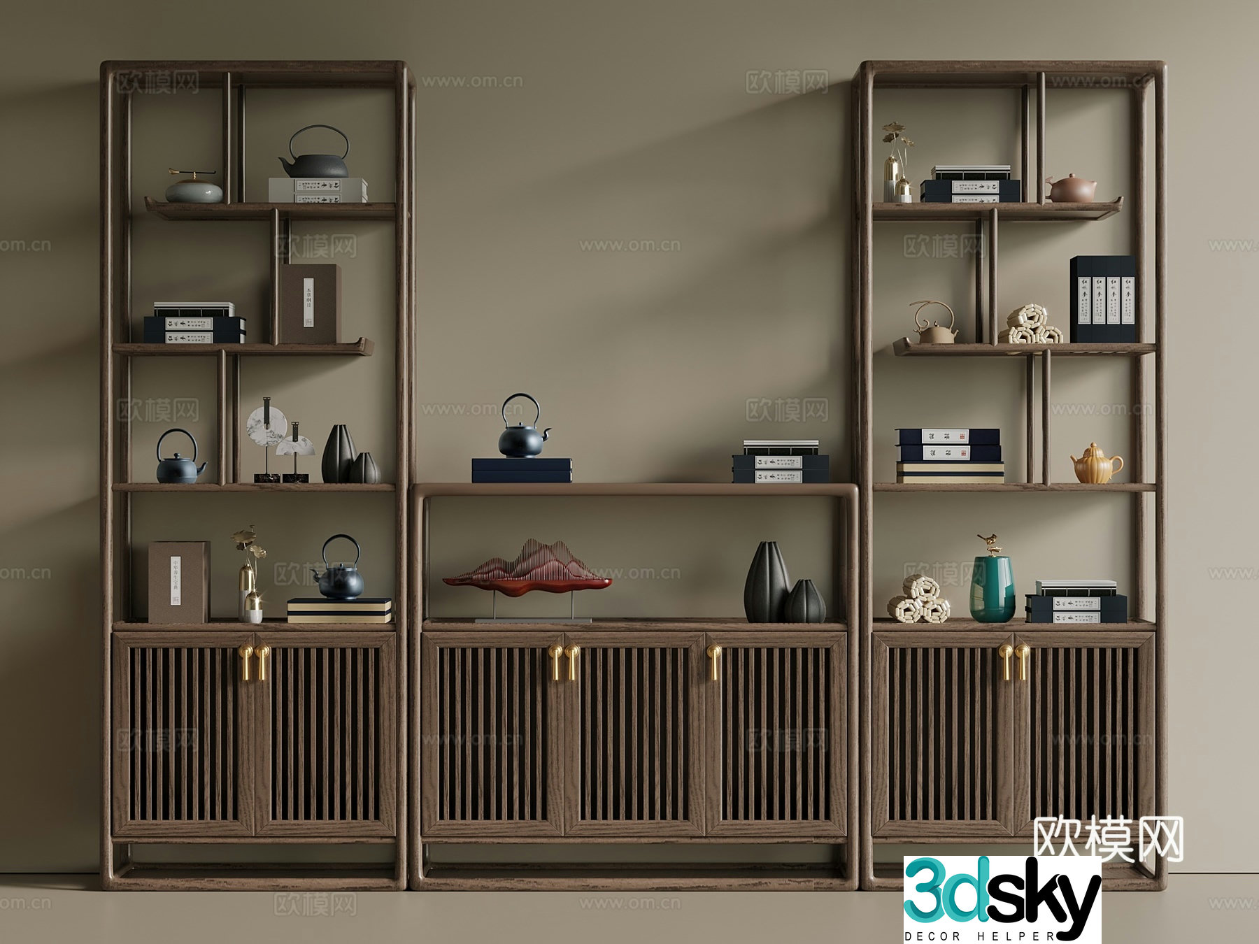 New Chinese style Chinese style Bo Ancient Shelf Bo Ancient Shelf Tea Cabinet Low Cabinet Side Cabinet 3D Model