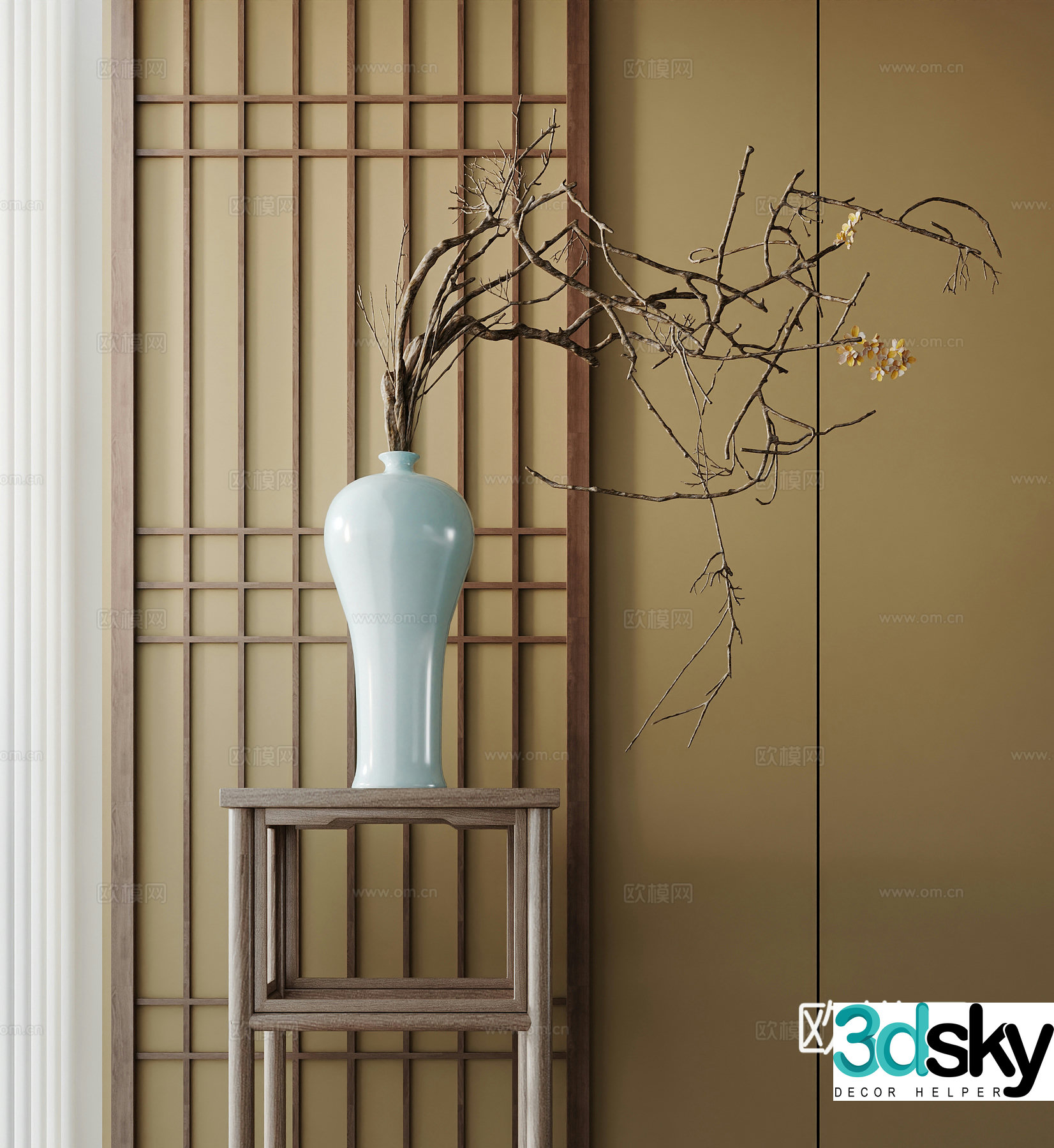 Song style flower stand partition vase 3d model