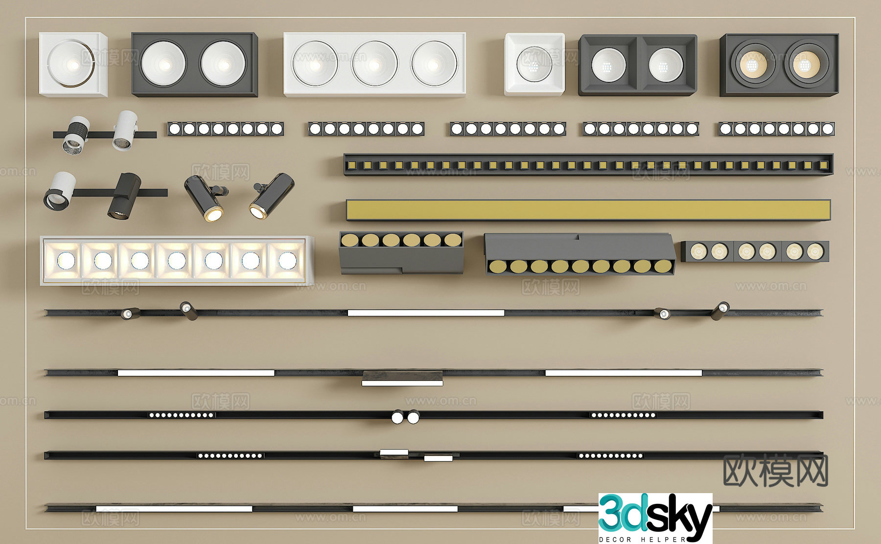 Track spotlight downlight linear lamp embedded downlight magnetic spotlight 3D model