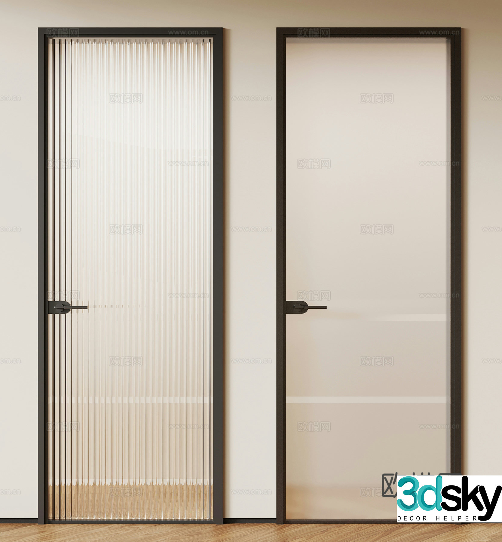 Single-open door Modern single-open door Glass door 3D model