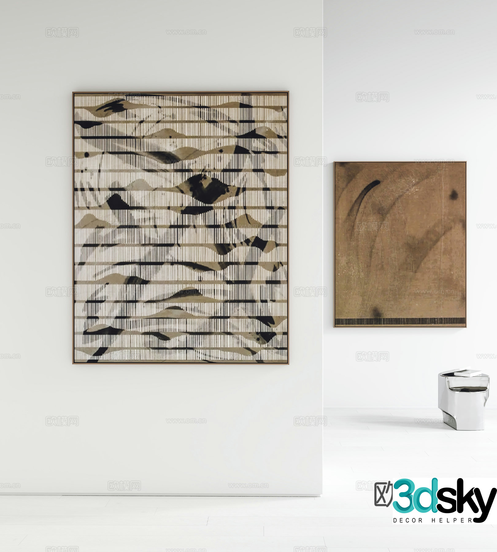 Modern hanging paintings decorative paintings corner tables 3D model