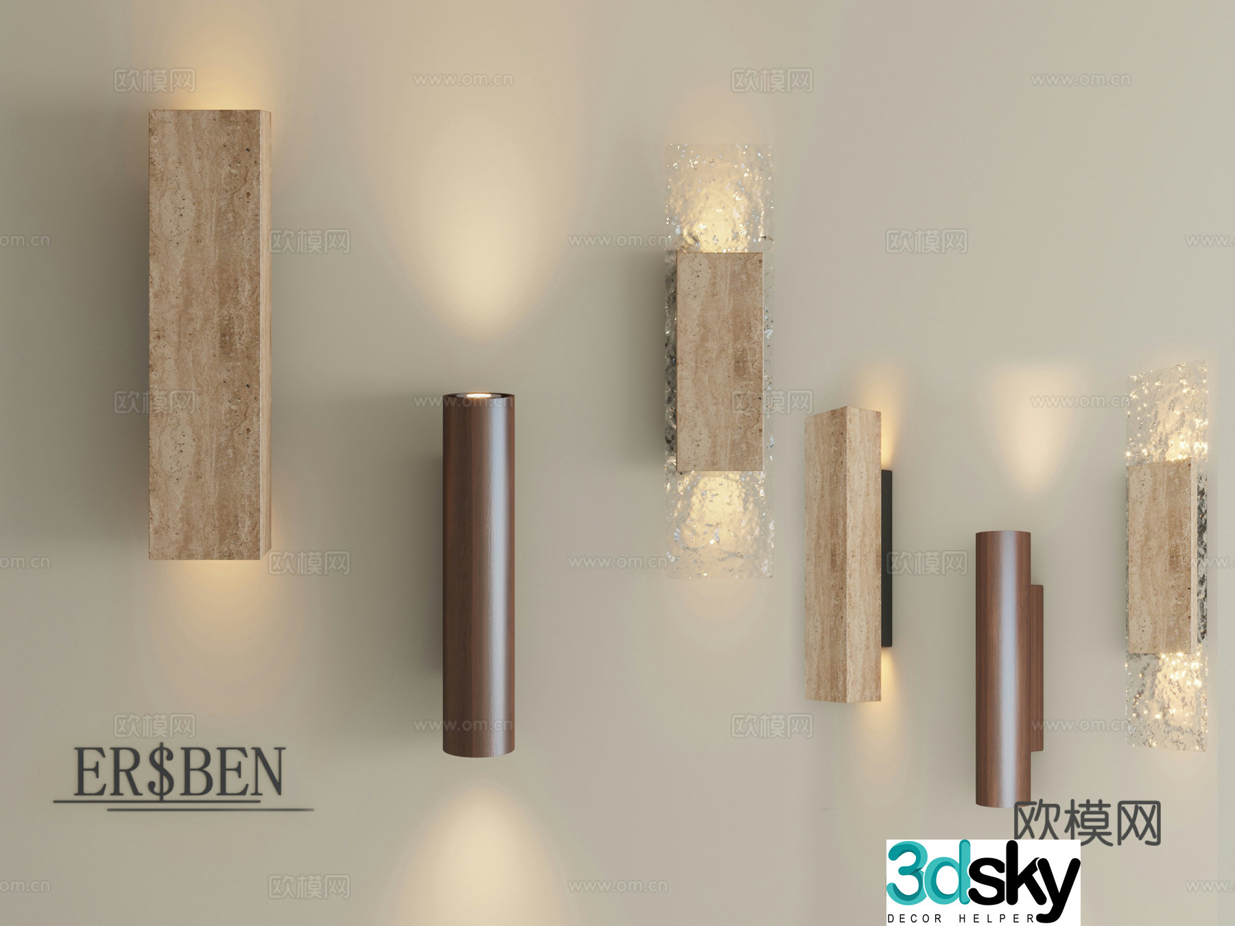 Wasabi Fenghuangdong stone wall lamp B&B Villa Living Room Background Wall Washing Light Designer Creative Staircase Long Strip Light 3D Model
