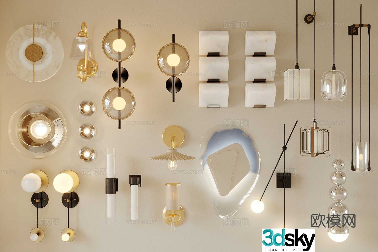 Modern wall lamp Glass wall lamp Long wall lamp Round wall Bedside wall lamp Light luxury Italian wall lamp 3D model