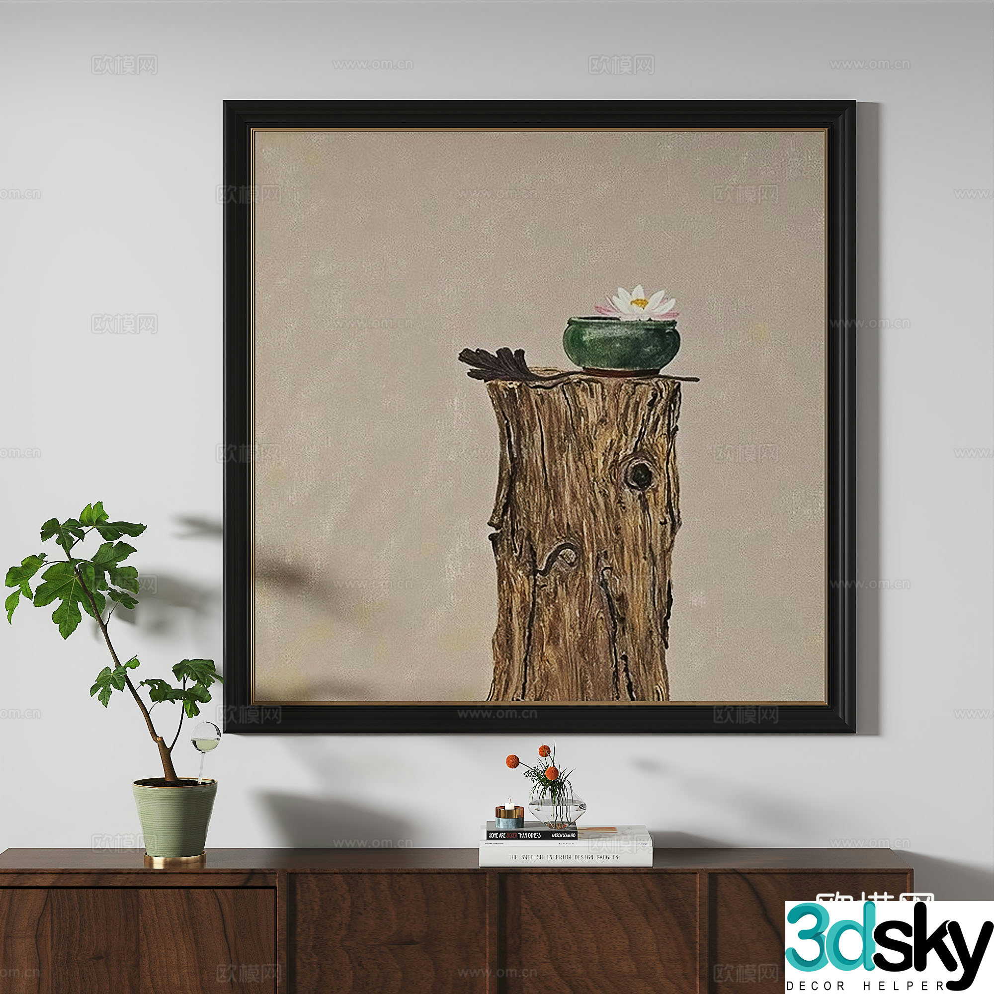 European French classical retro light luxury abstract simple decorative painting 3d model