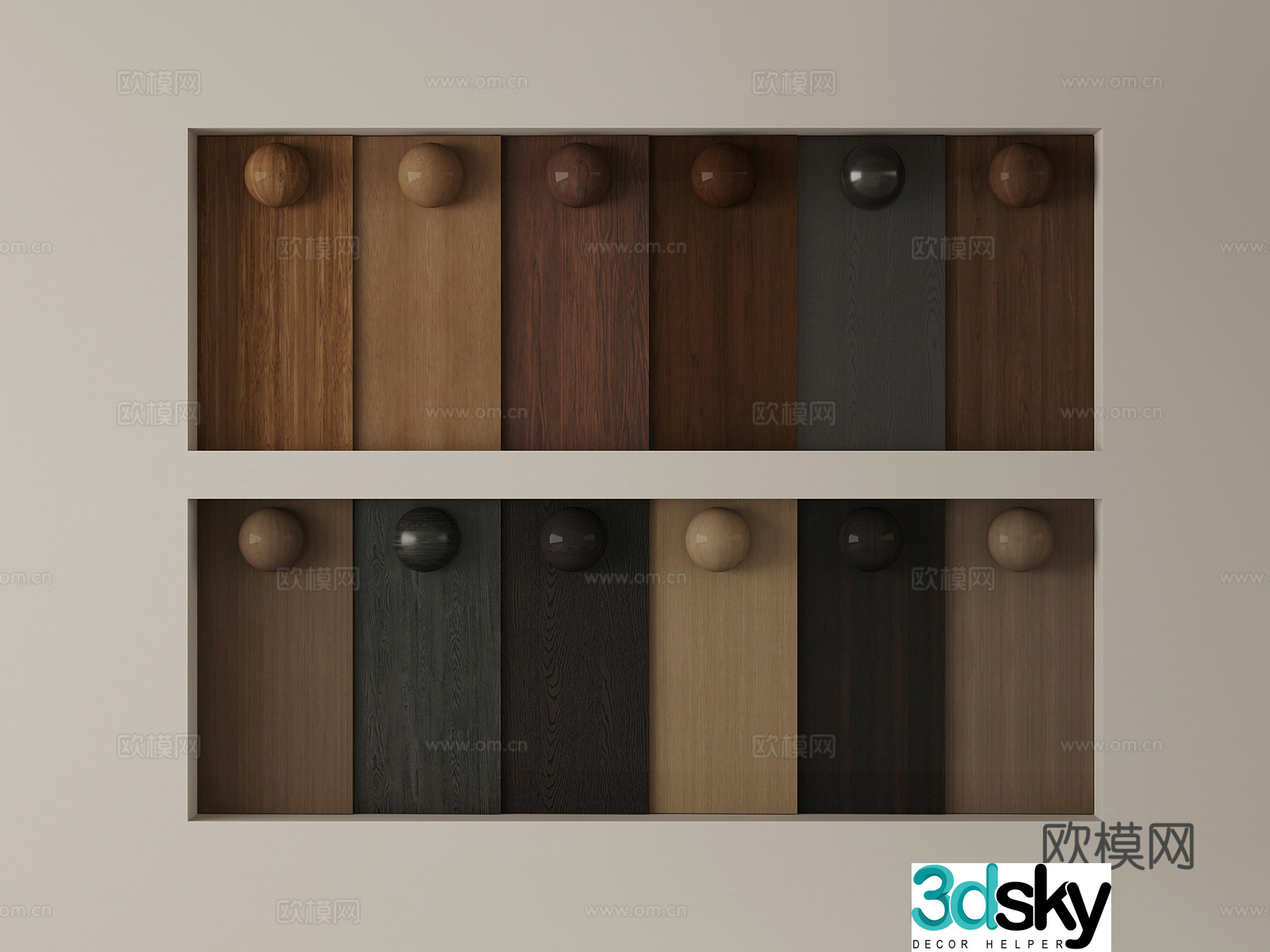 18 modern wood grain wall panel wall trim 3d model