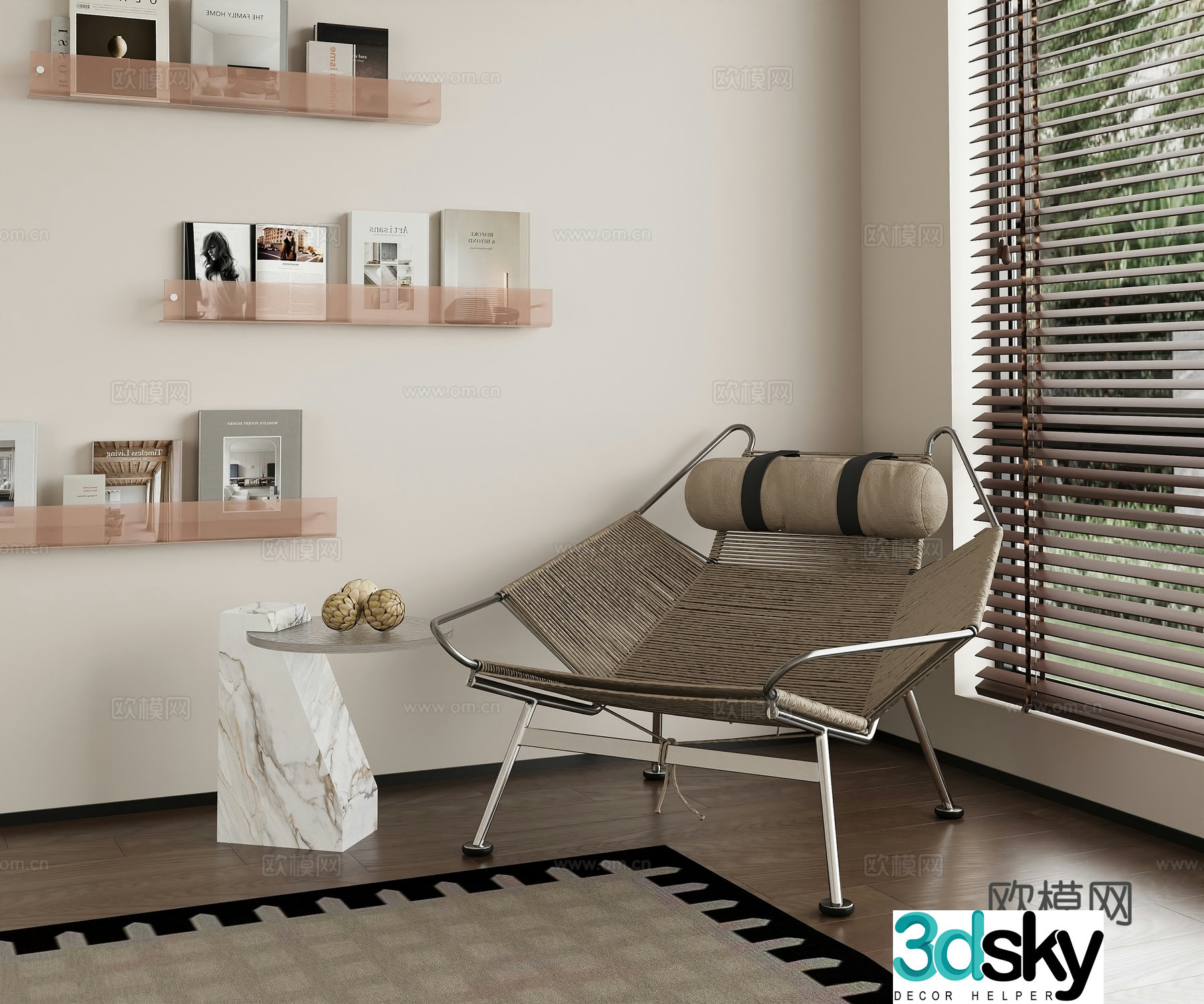 Modern leisure chair rattan chair stainless steel chair 3d model