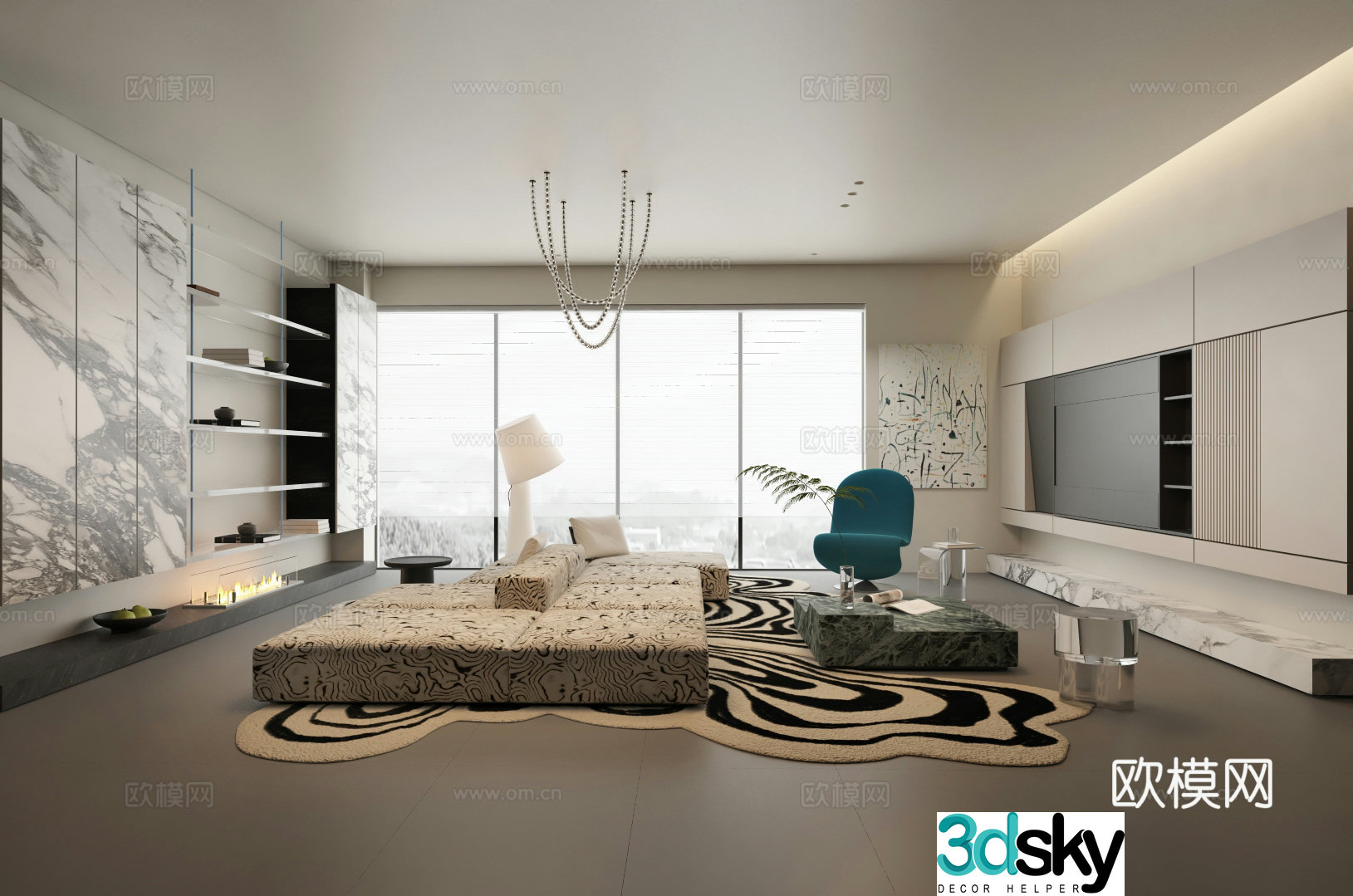 Modern style living room 3d model