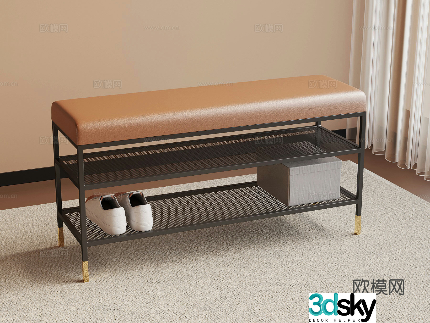 01 Shoe Change Stool Modern Shoe Change Stool 3D Model