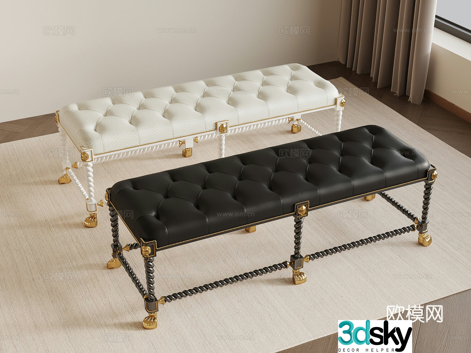 014 Shoe Change Stool French Shoe Change Stool 3D Model