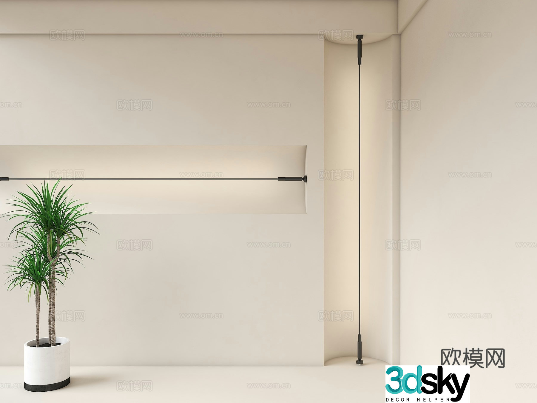 Modern wall washing lights light strips skyline lights line lights wire lights steel belt lights 3D model