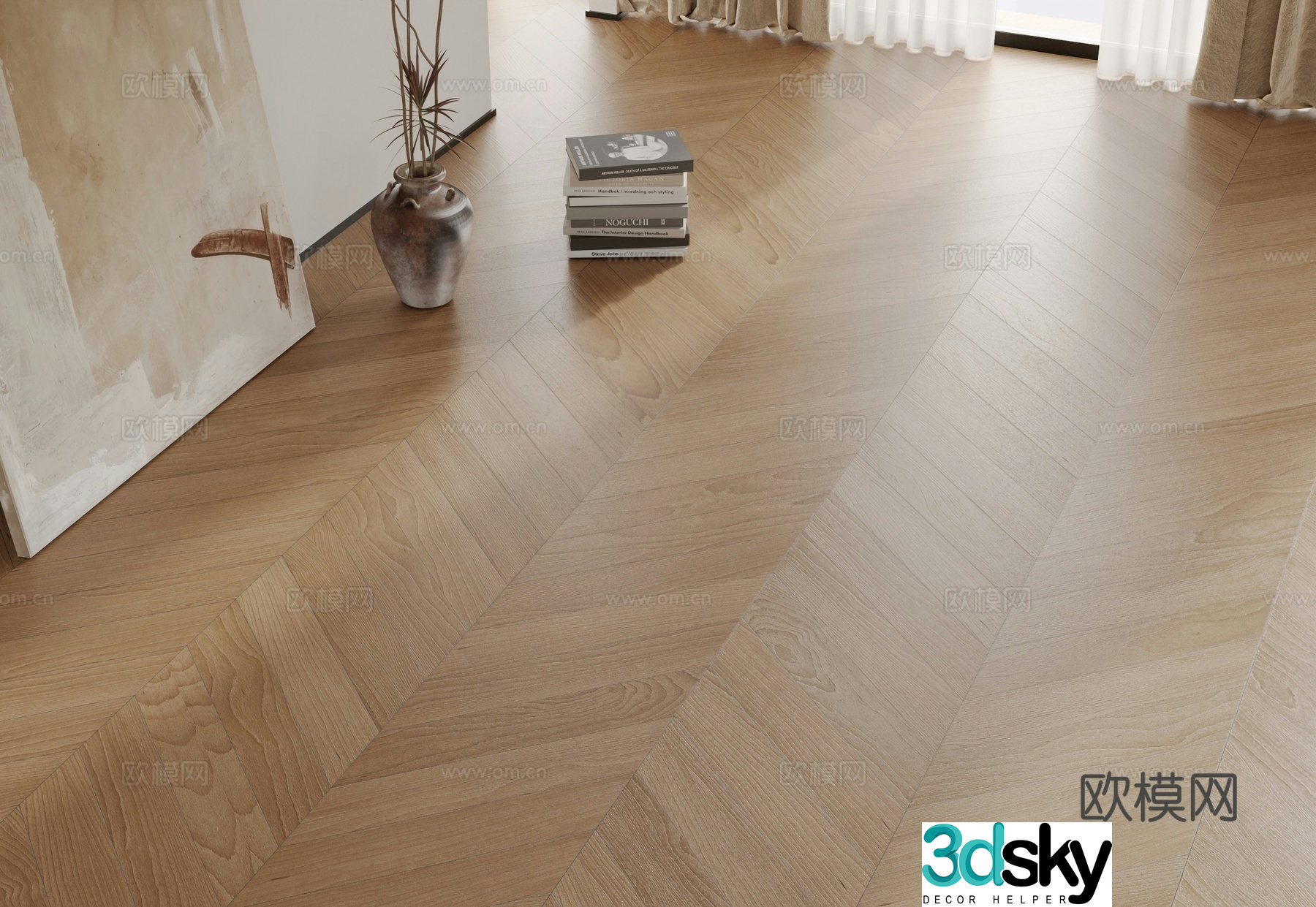 New Chinese style wooden floor 3D model