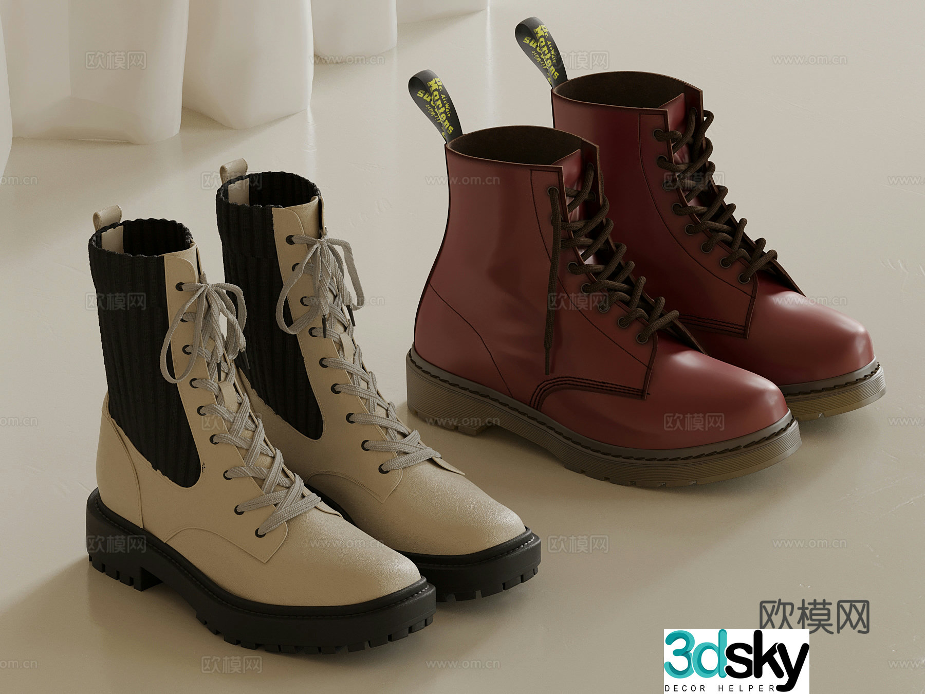29 modern shoes Martin boots 3d model