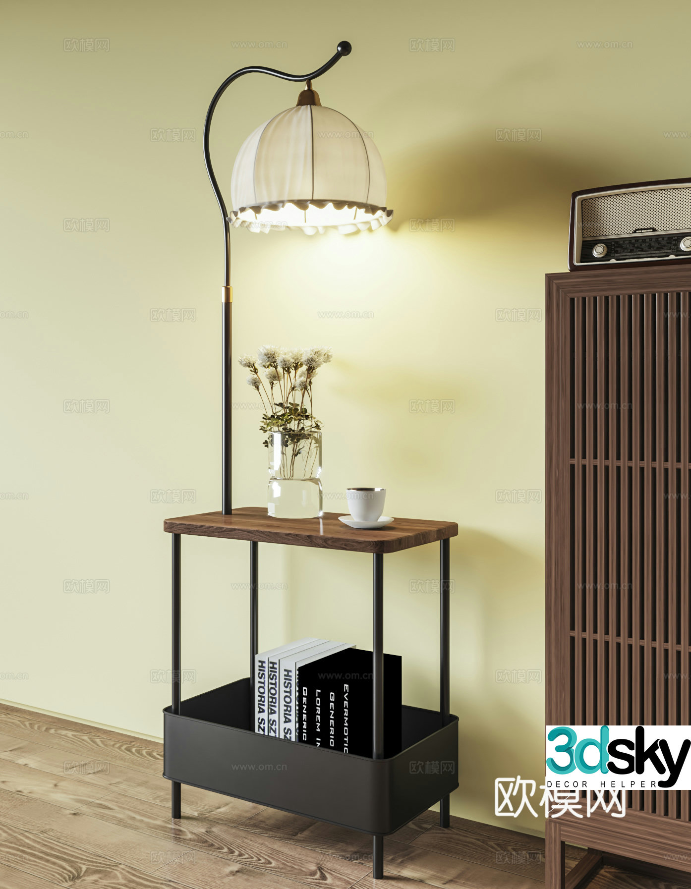 3D model of floor lamp in the middle edge
