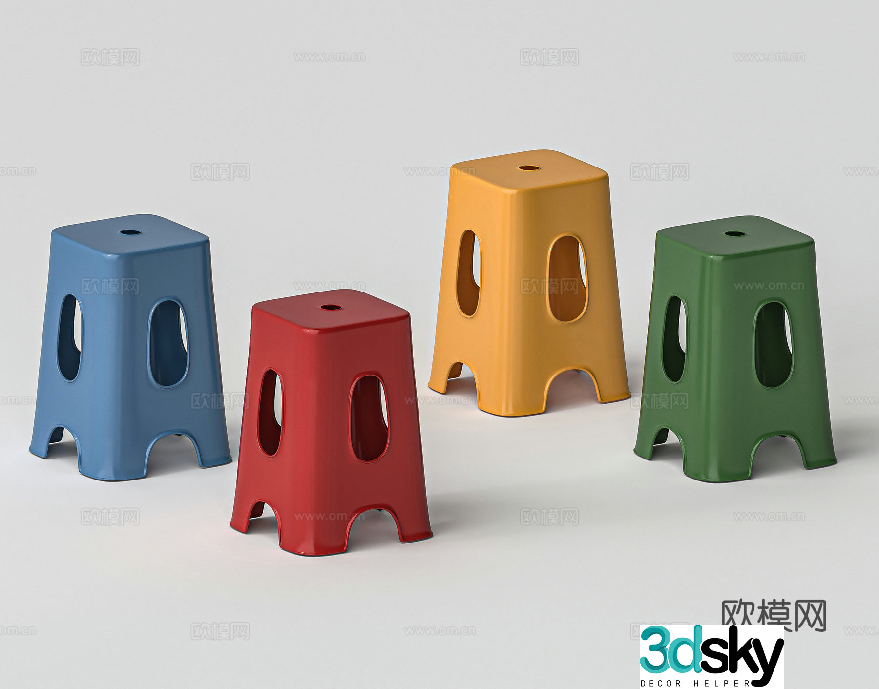 Plastic stool 3d model