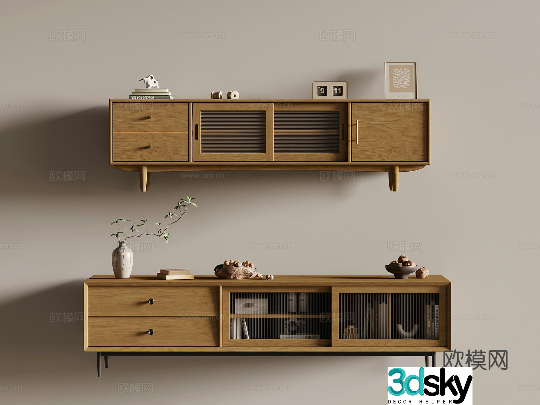 13 TV cabinet medieval style TV cabinet floor cabinet type solid wood TV cabinet decorative ornament 3D model
