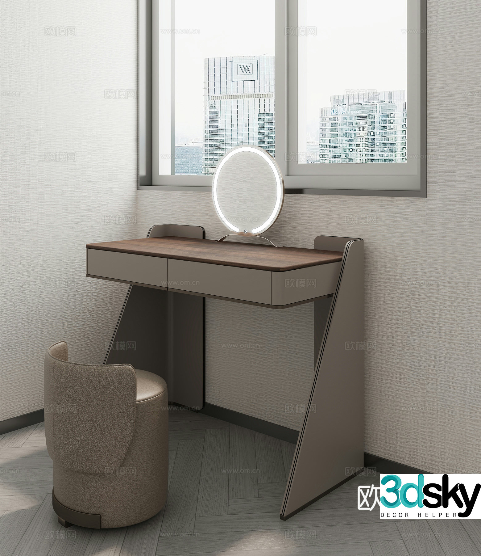Muran dressing table modern dressing table 3D model