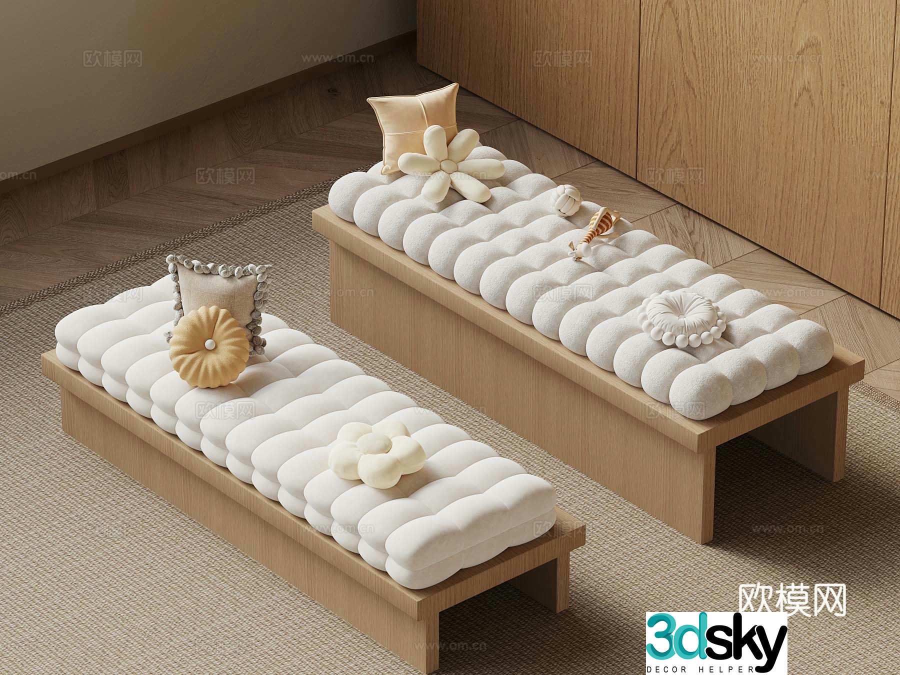 20 modern bay window cushion 3D model