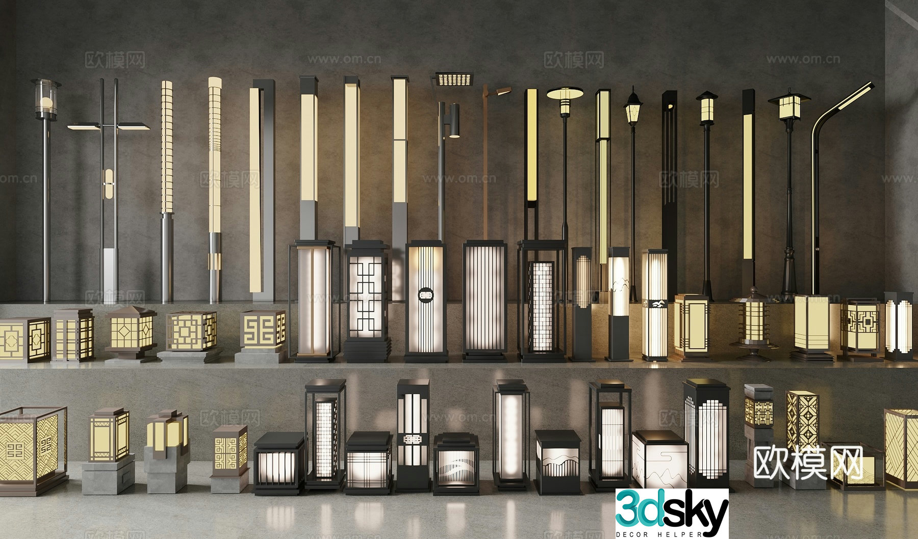Modern new Chinese style outdoor lights Garden lights 3D model