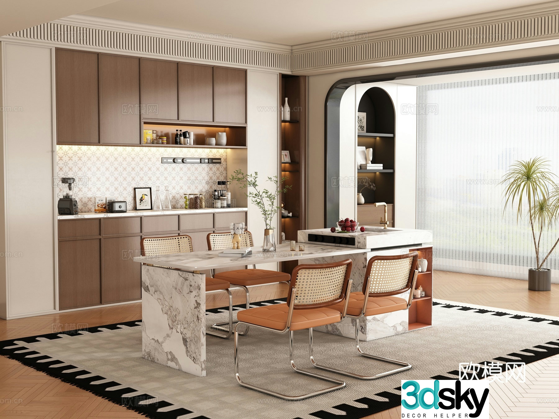 Modern island restaurant 3d model