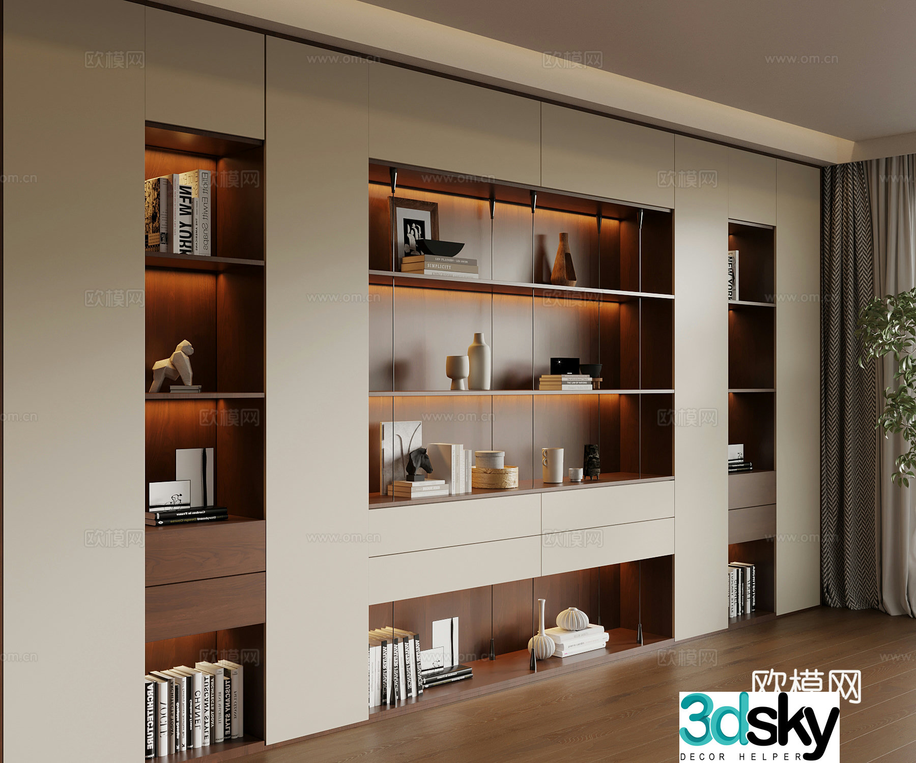 14 medieval style bookcase book ornaments 3D model
