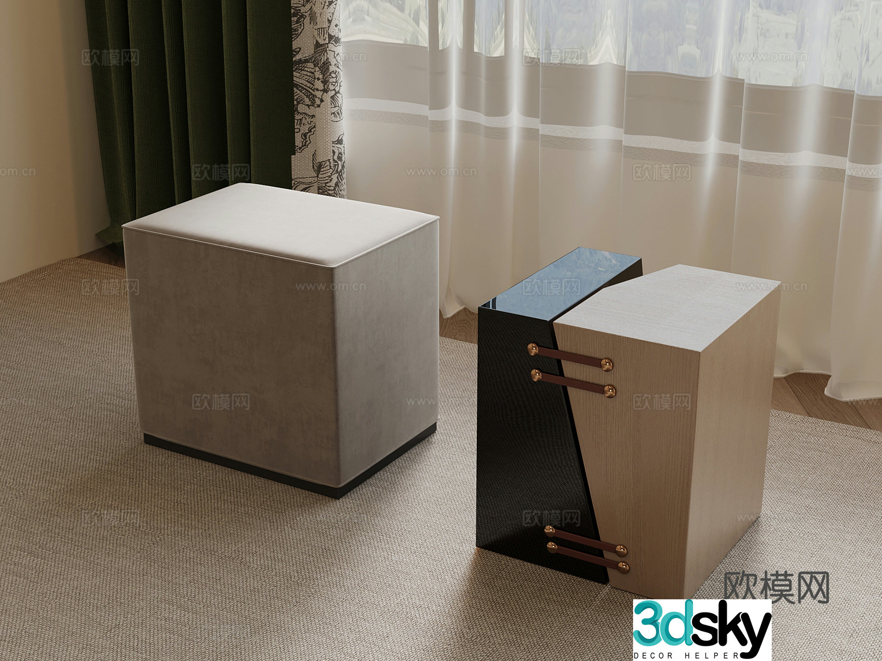21 new Chinese stool low stool shoe changing stool 3D model