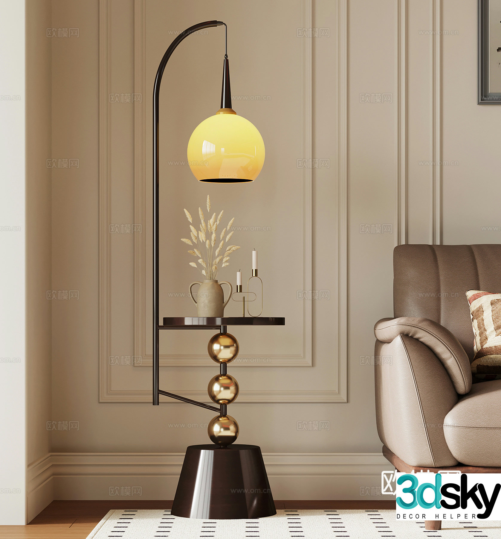 03 Floor lamp French living room corner floor lamp 3D model
