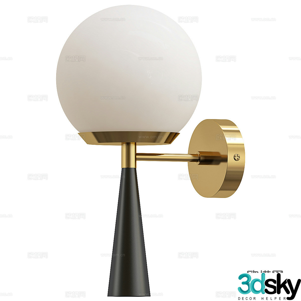 Modern light luxury metal glass wall lamp 3d model