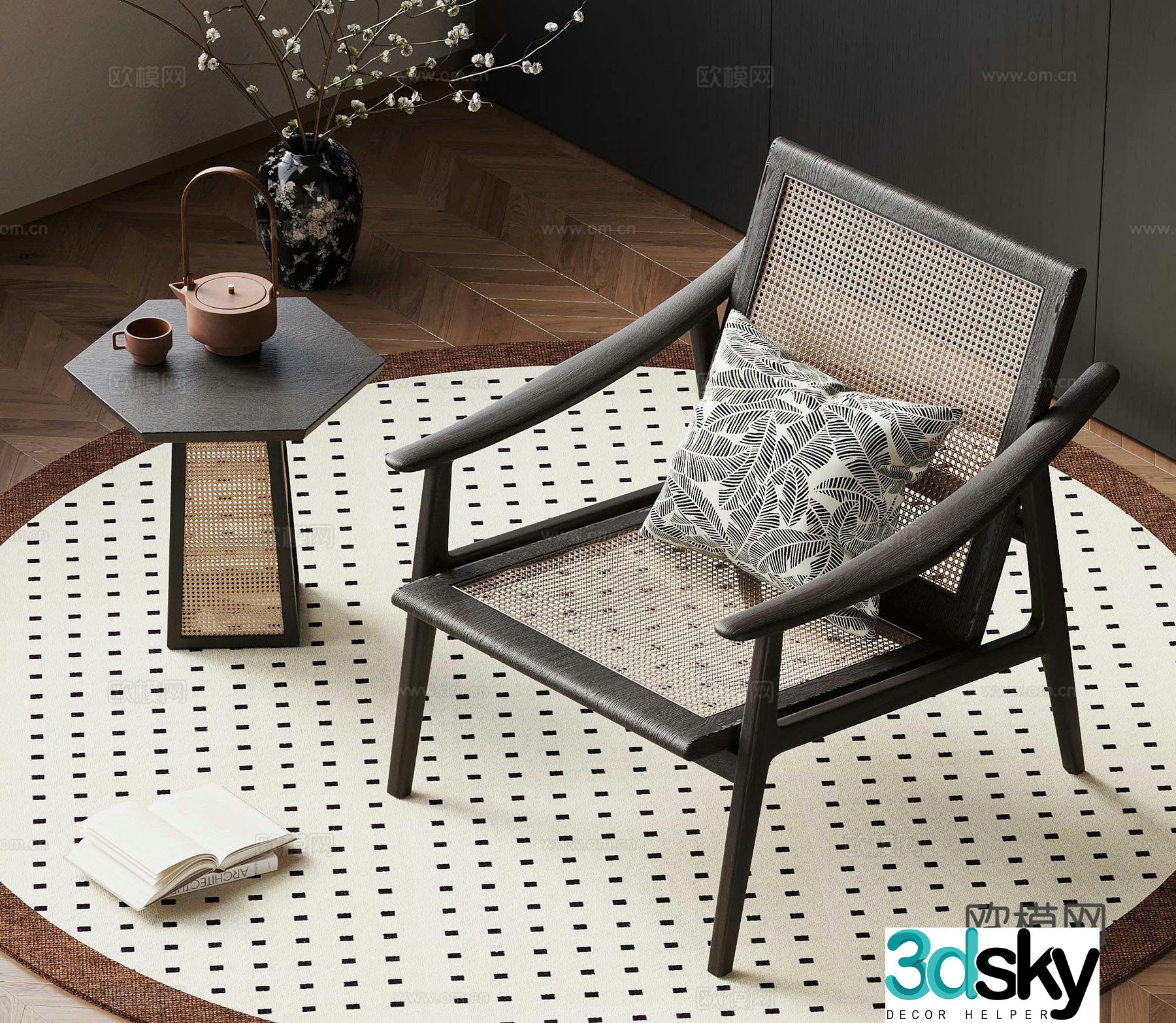 25 French medieval style leisure chair rattan edge 3D model
