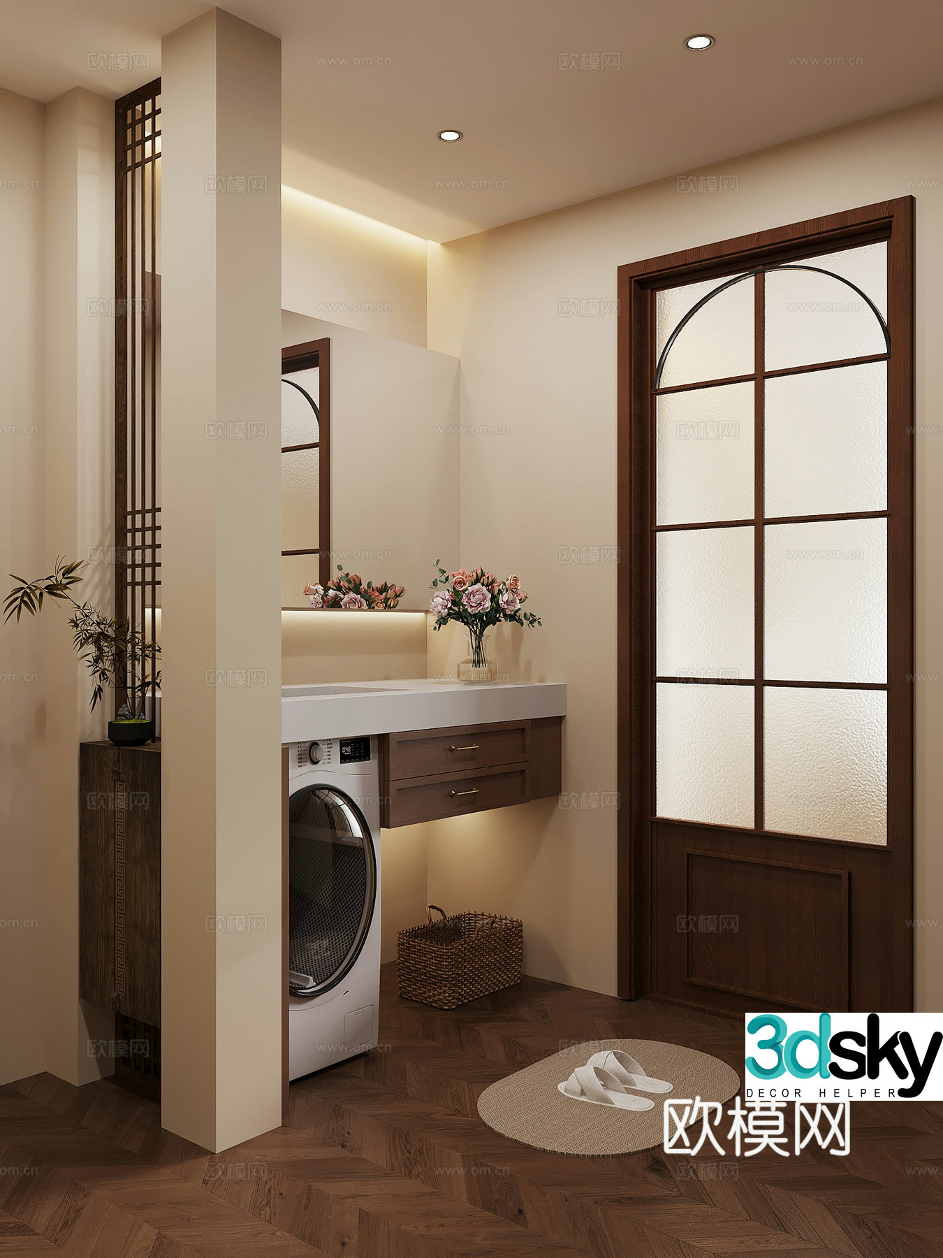 017 bathroom dry area New Chinese style bathroom dry area Bathroom cabinet Washing table 3D model