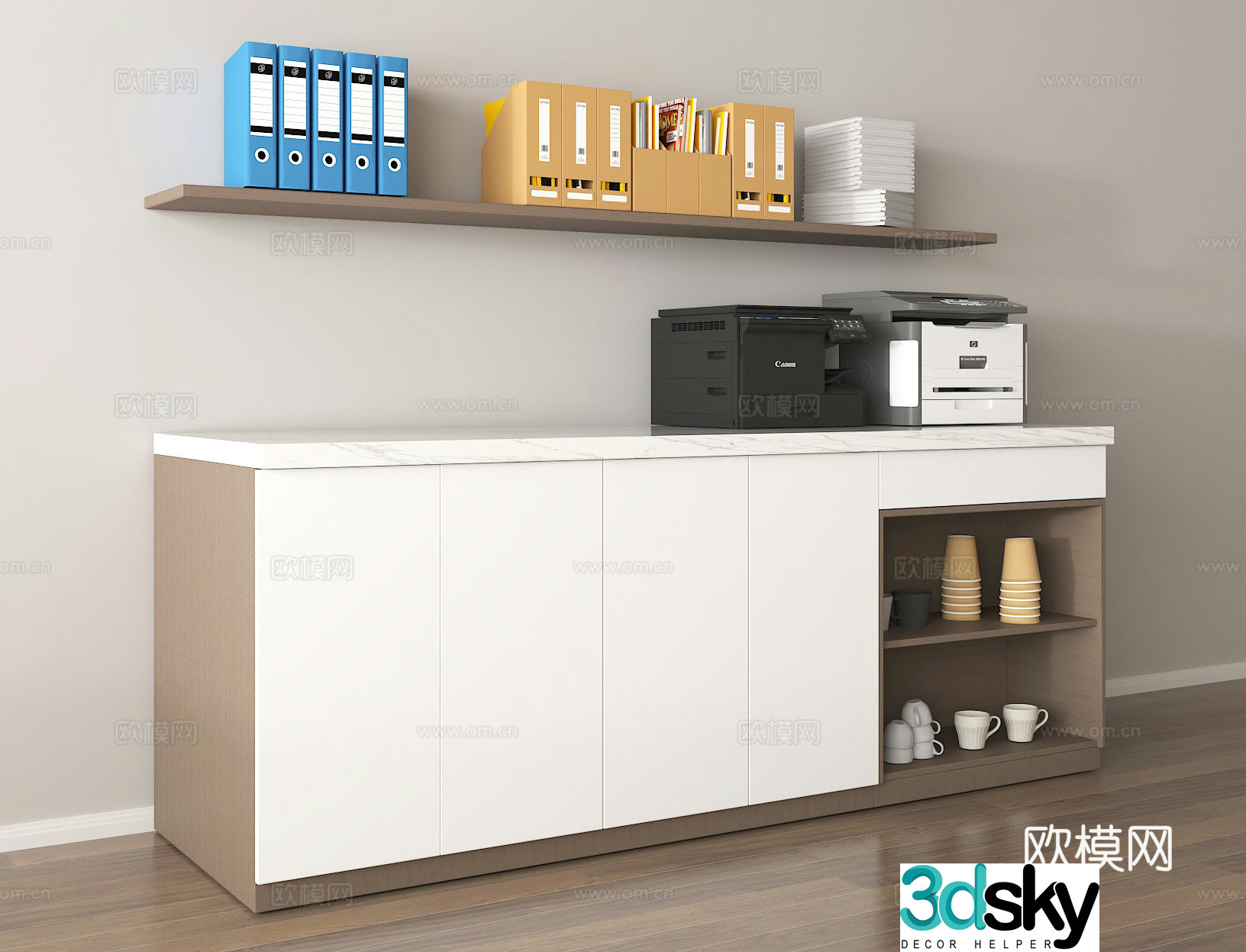 Office storage cabinet Document sorting Office furniture Simple office space Workplace storage information 3D model