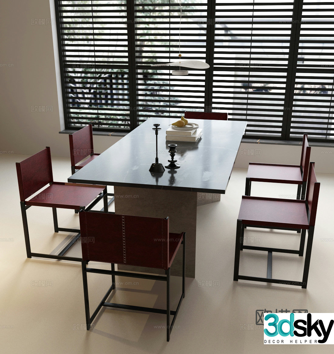 Modern dining table and chairs Modern minimalist dining table and chair Italian dining table and chair 3D model