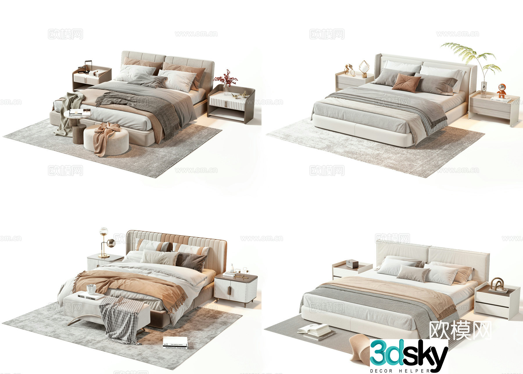 Modern double bed 3d model