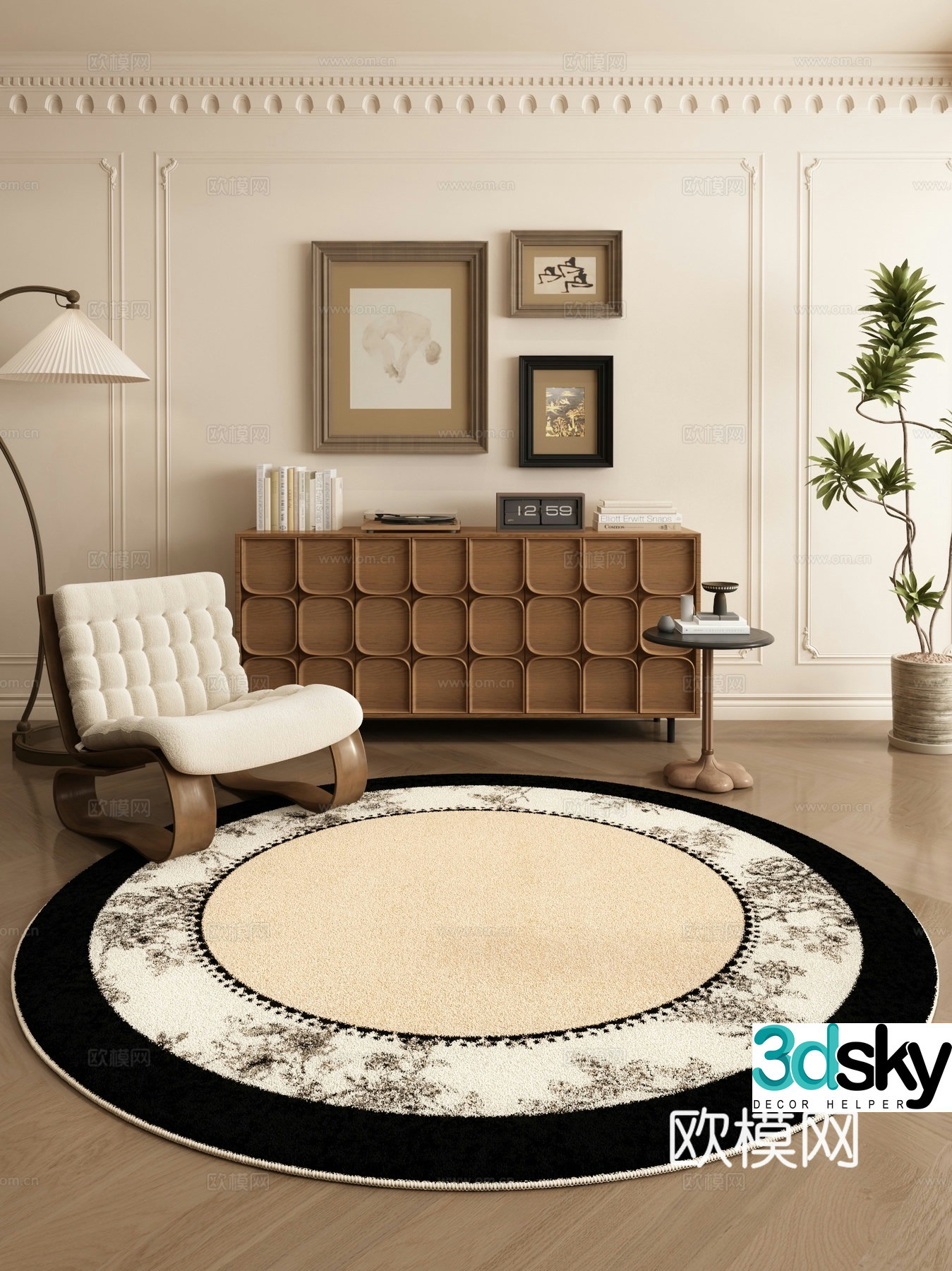 Middle-aged round carpet 3d model