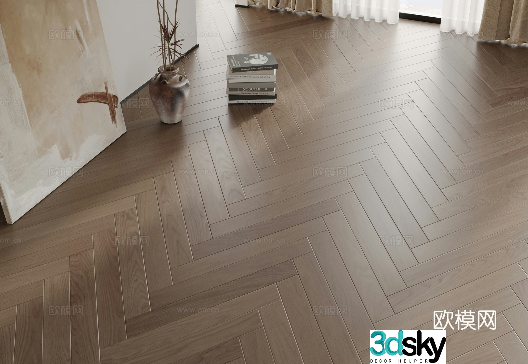 Dark wood floor 3d model