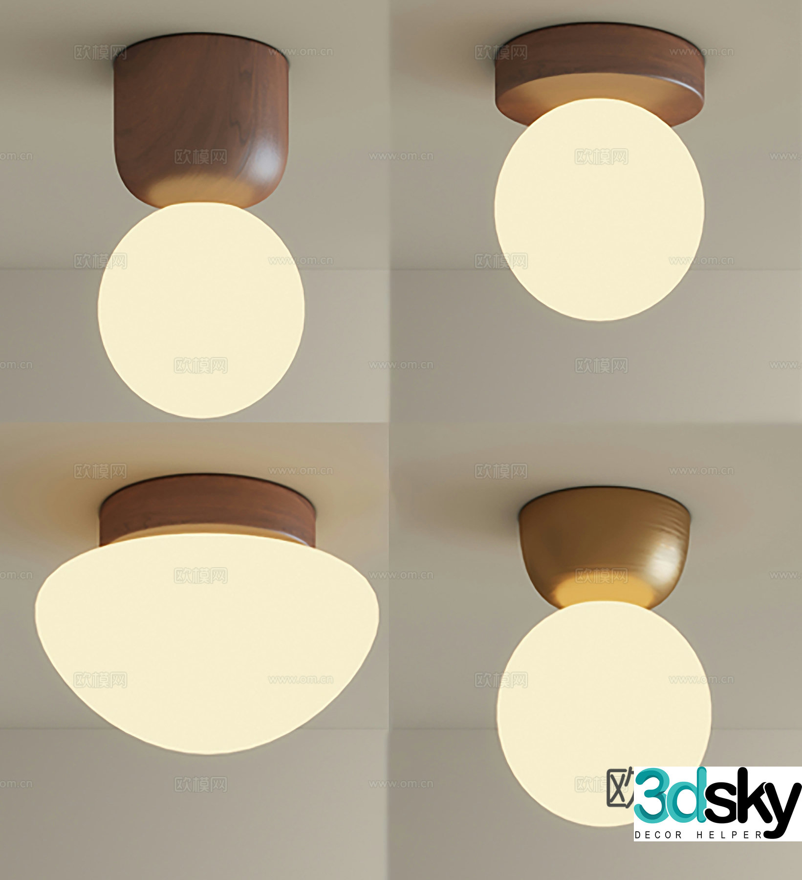 Medium style balcony lamp entrance hallway corridor cloakroom wasaki solid wood ceiling lamp 3D model