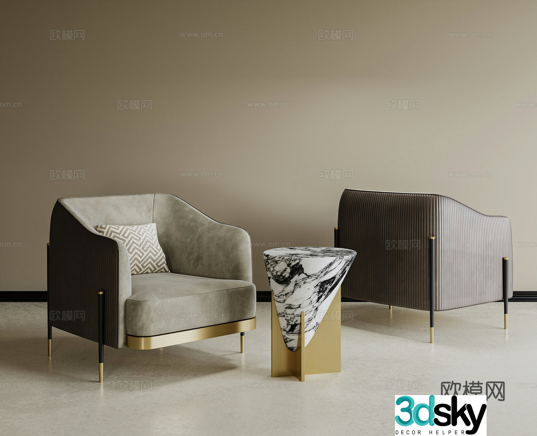 Modern casual chair fabric single chair book chair cafe single chair coffee table 3d model