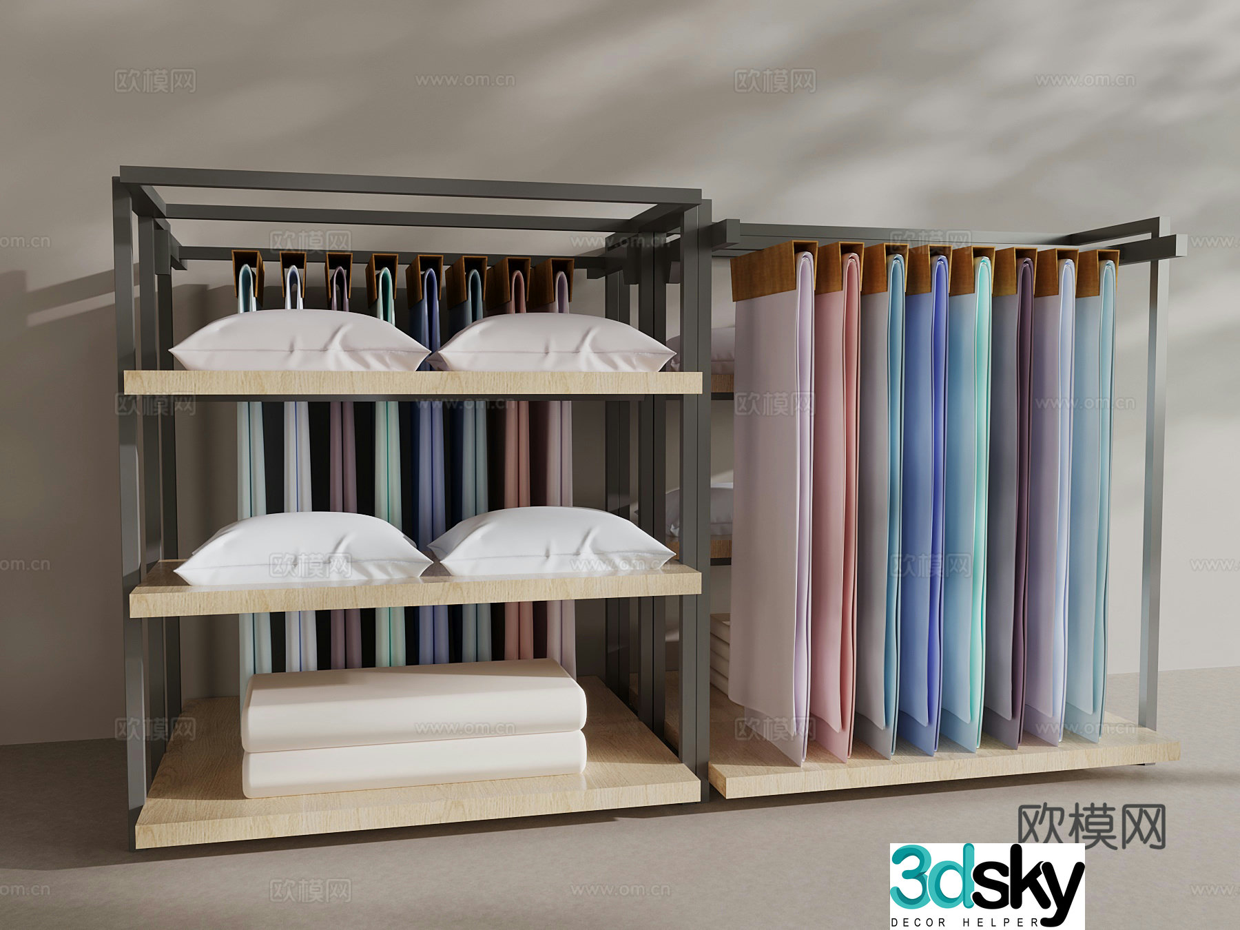 19 modern bedding quilt pillow 3d model