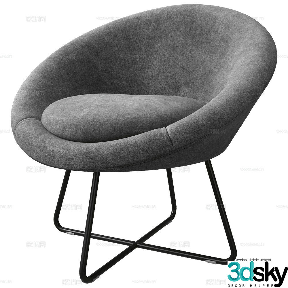 Lavanya Italian leisure chair Armchair Single sofa Sofa chair 3d model