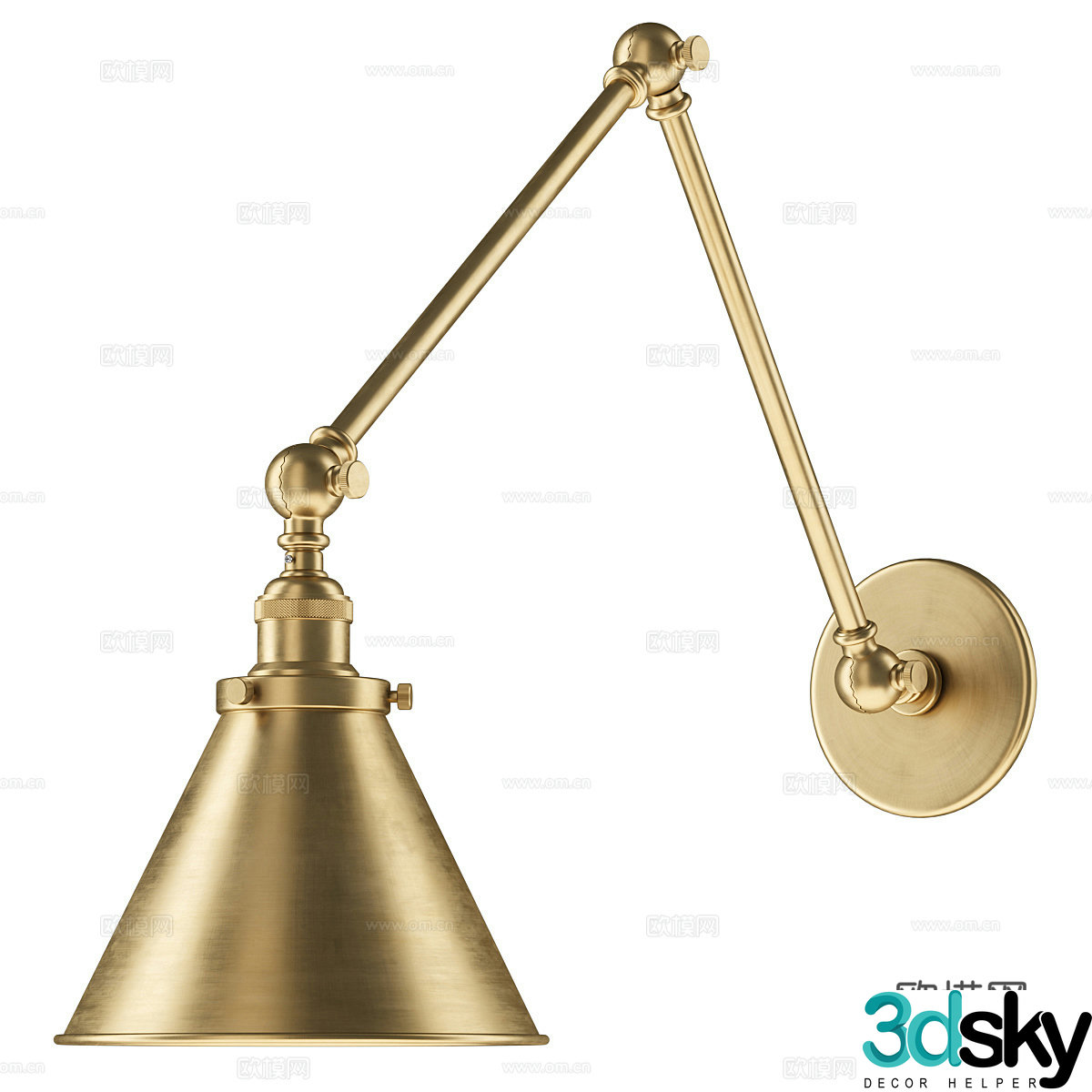 Modern Italian light luxury long strip metal wall lamp 3D model