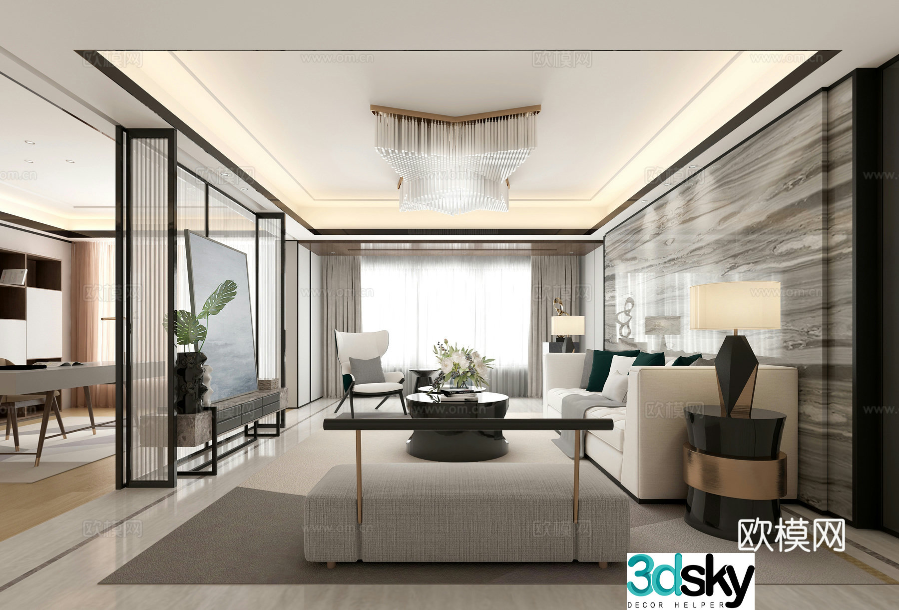 Postmodern living room 3d model