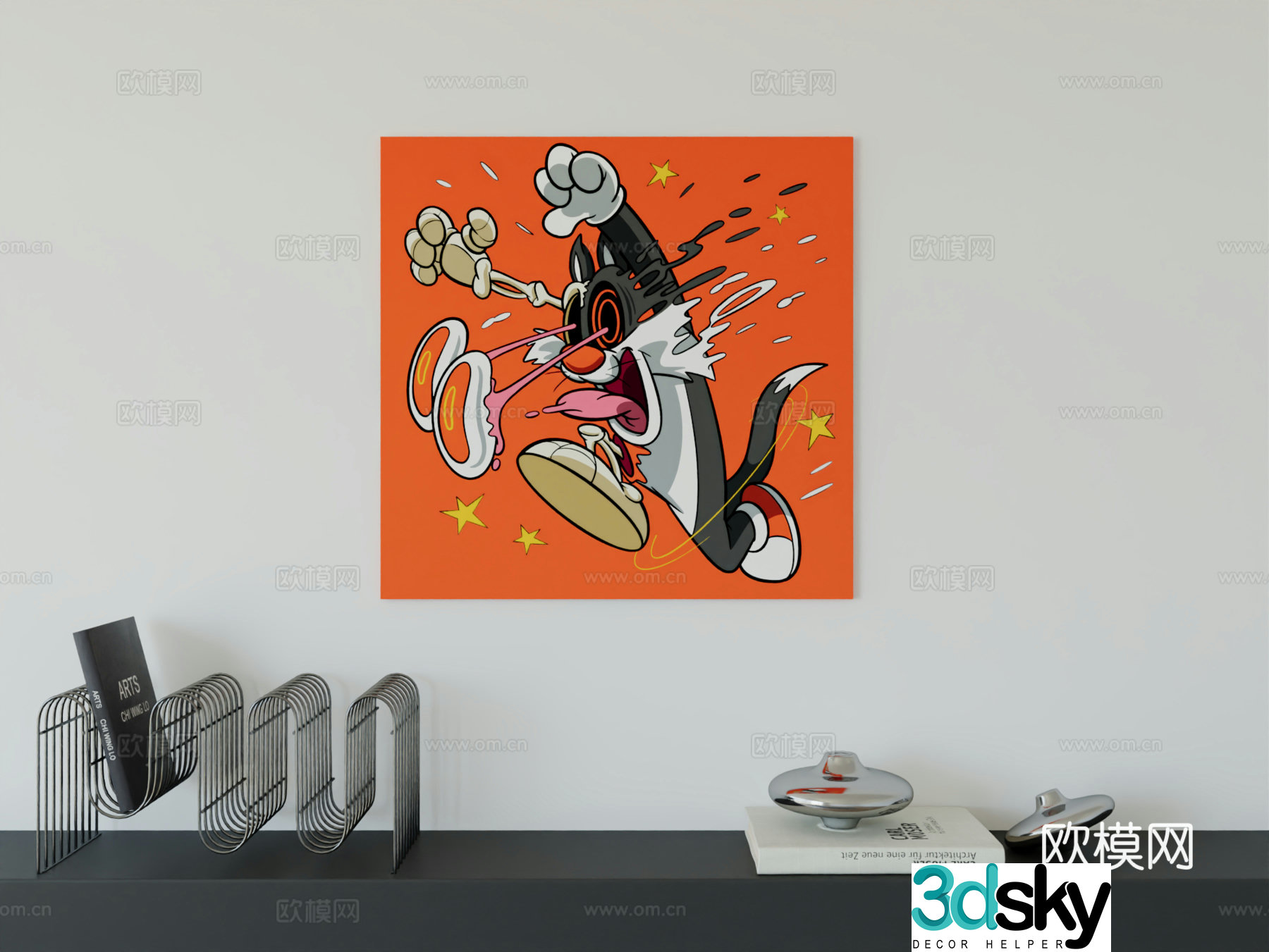 Modern minimalist cute cartoon character boy room girl room hanging painting 3d model