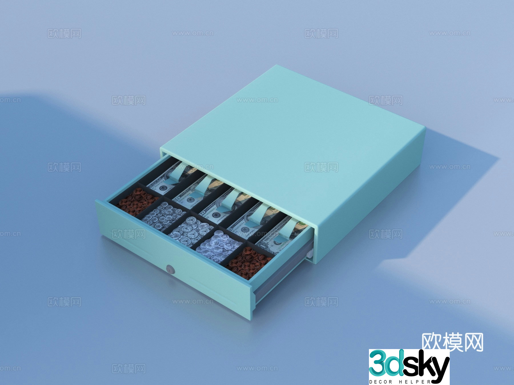 Drawer cashier coins 3d model