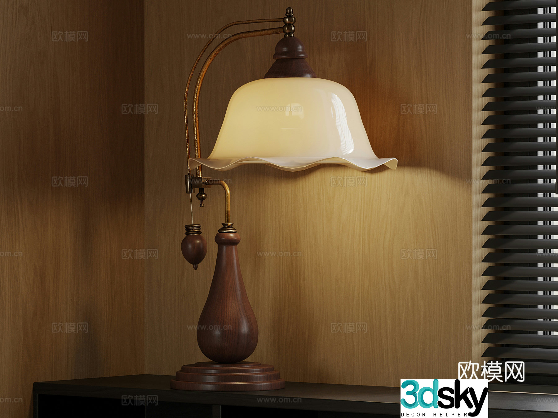16 French medieval style table lamp bedside lamp 3D model