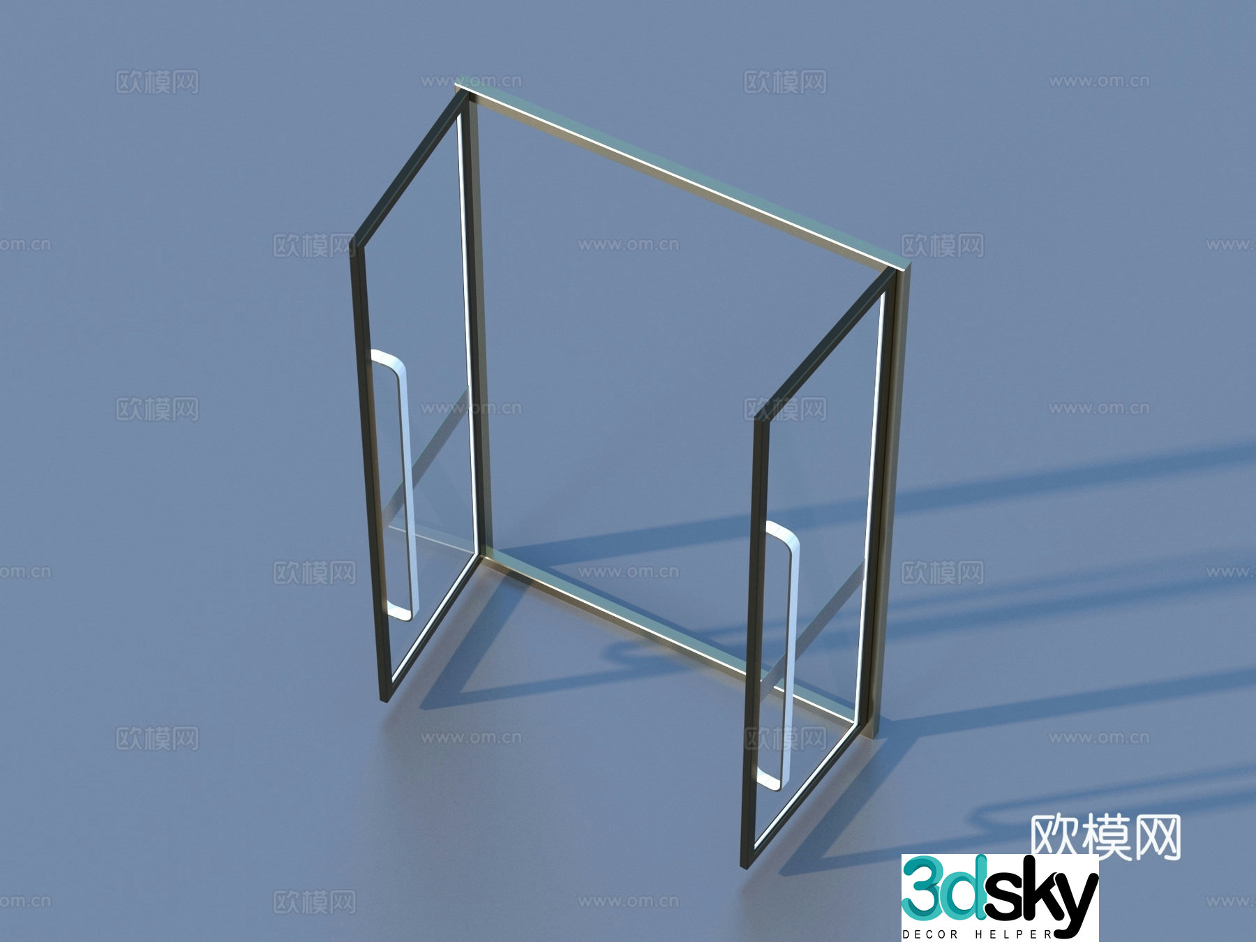 Door Door Glass Door Flat Pushing Door 3D Model